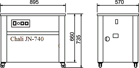 kích thước máy đóng đai thùng ChaLi JN-740