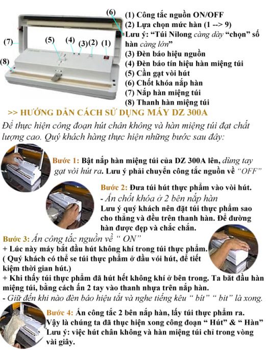 Cách sử dụng máy hút chân không DZ-300A