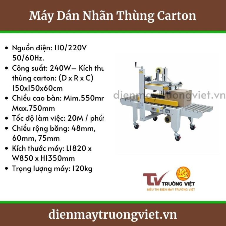 Thông số kĩ thuật máy dán thùng carton