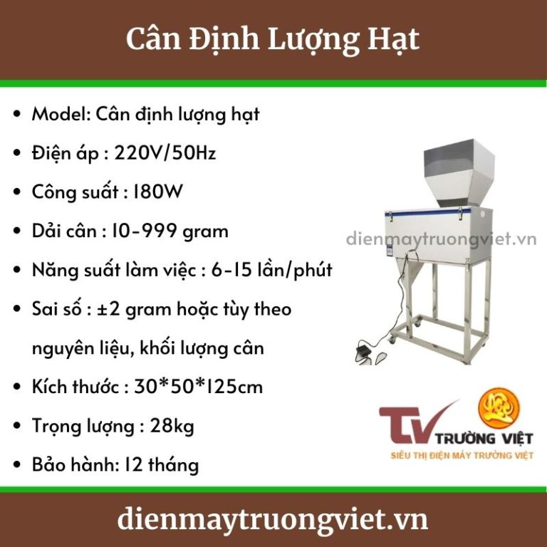 Thông số kỹ thuật của cân định lượng hạt