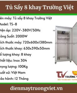 Thông số kỹ thuật tủ sấy 12 khay Trường Việt